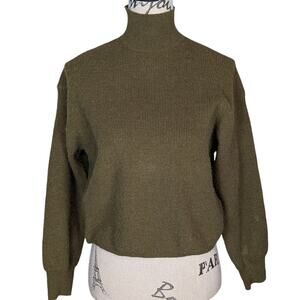 Oak + Fort Mock Neck Long Sleeve Knit Sweater Green Size XS